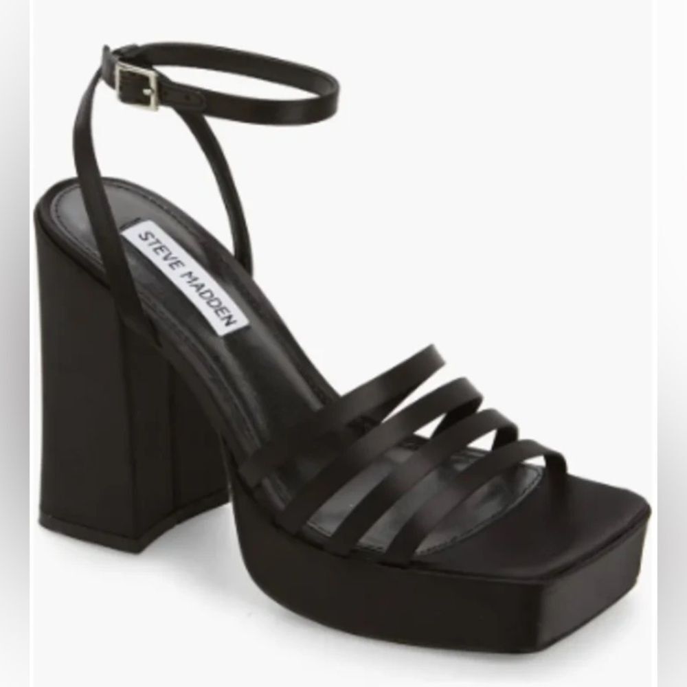 STEVE MADDEN Disco Platform Sandal in Black *New In Box - Picture 1 of 10